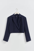 Boxy cropped blazer - Bleu marine