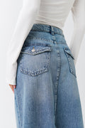Y2k long denim skirt - Vintage blue