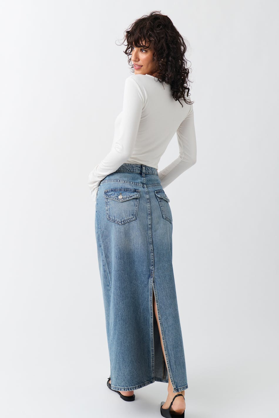 Y2k long denim skirt - Vintage blue