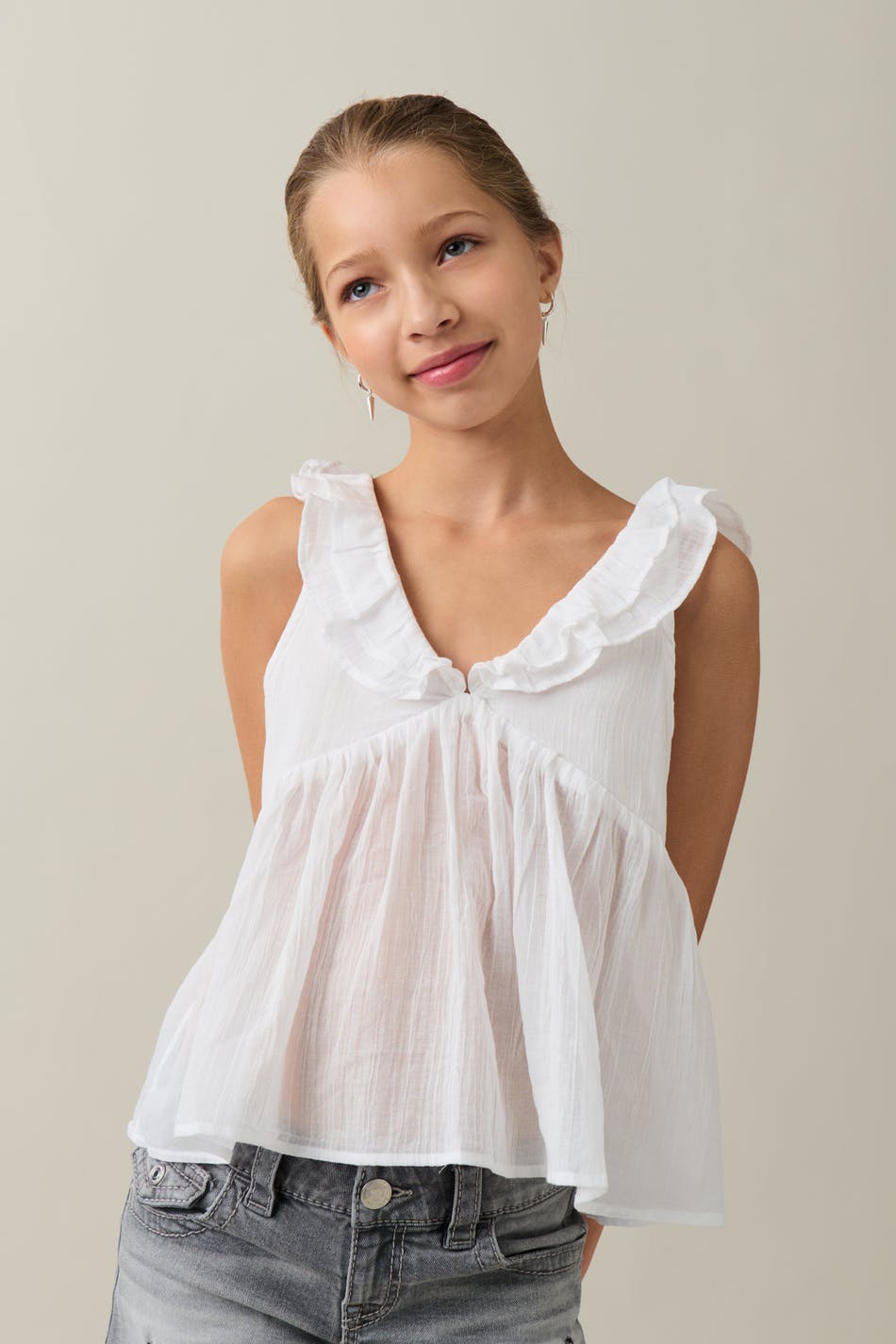 Y flounce top - Blanc