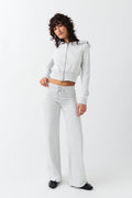 Slim low waist sweatpants - Lt grey melange
