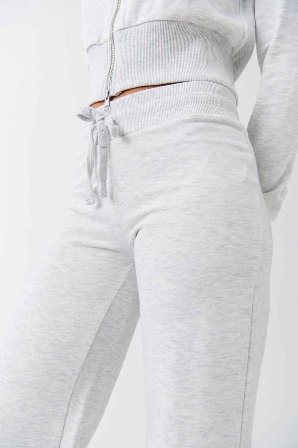 Slim low waist sweatpants - Lt grey melange