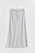 Satin midi drawstring skirt - Argent