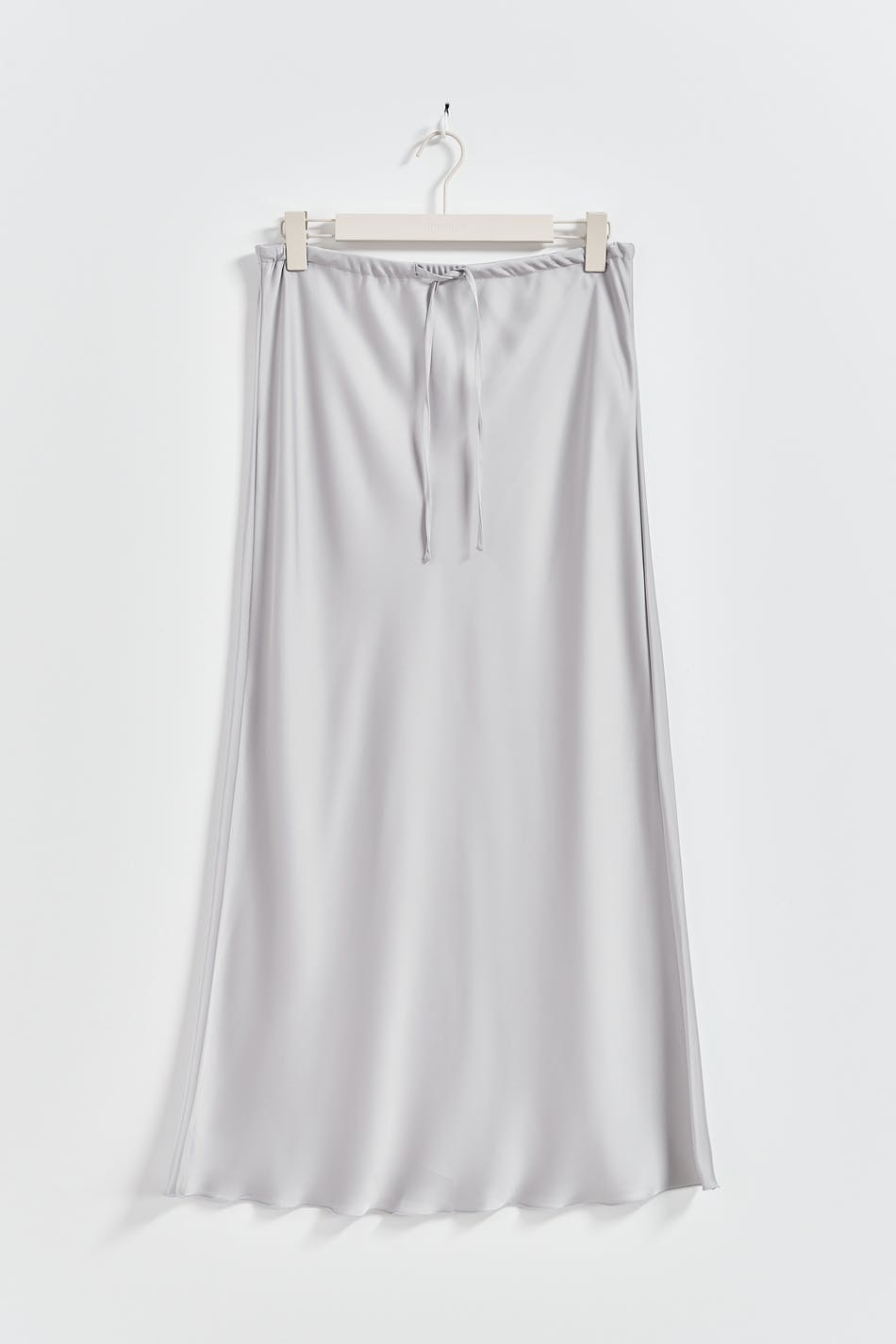 Satin midi drawstring skirt - Argent