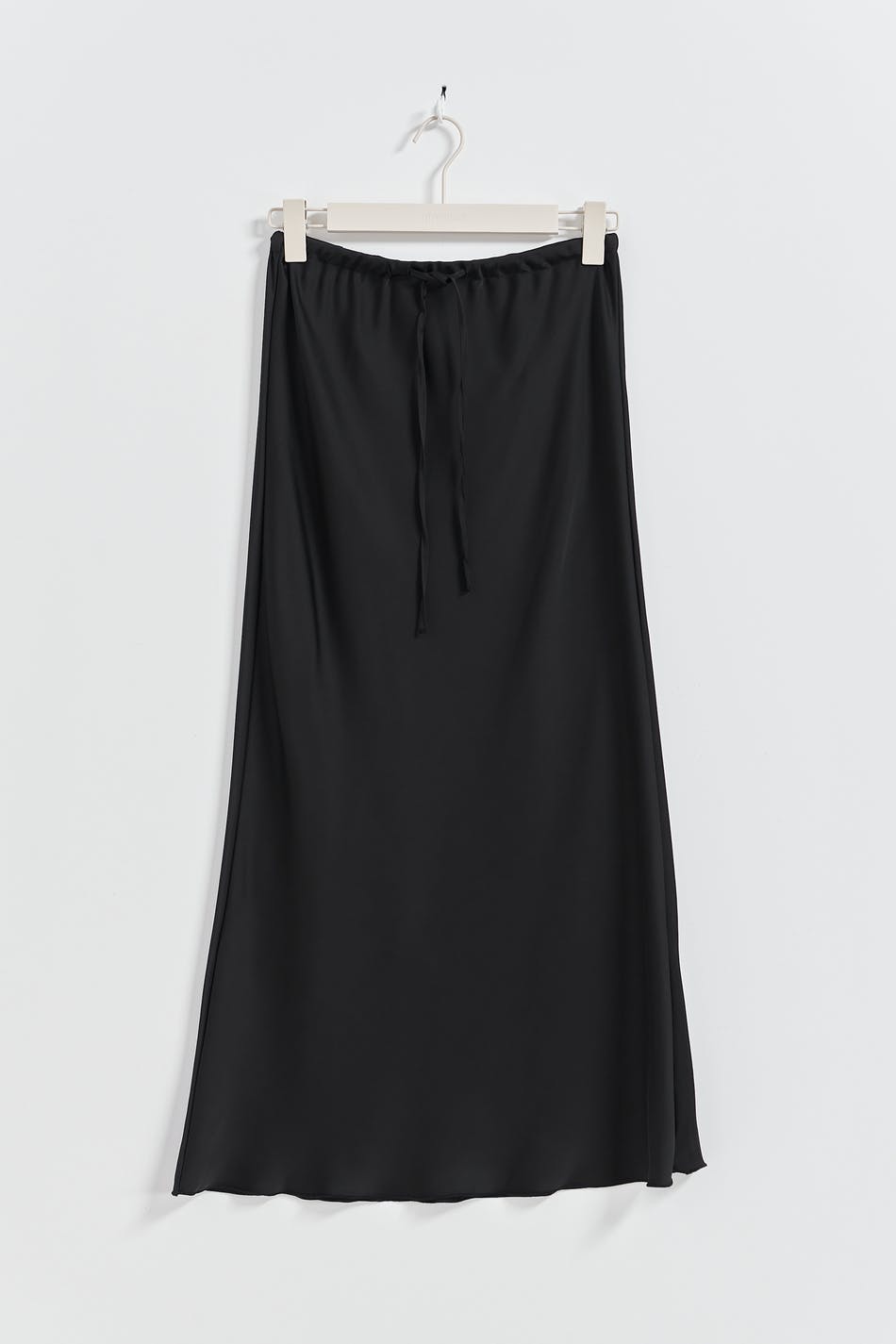 Satin midi drawstring skirt - Noir