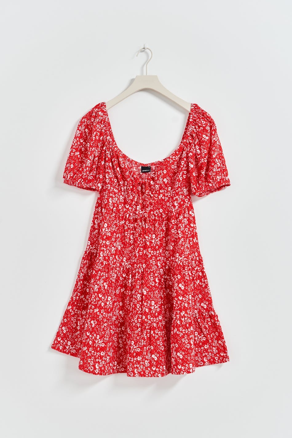 Puff sleeve mini dress - Red ditsy