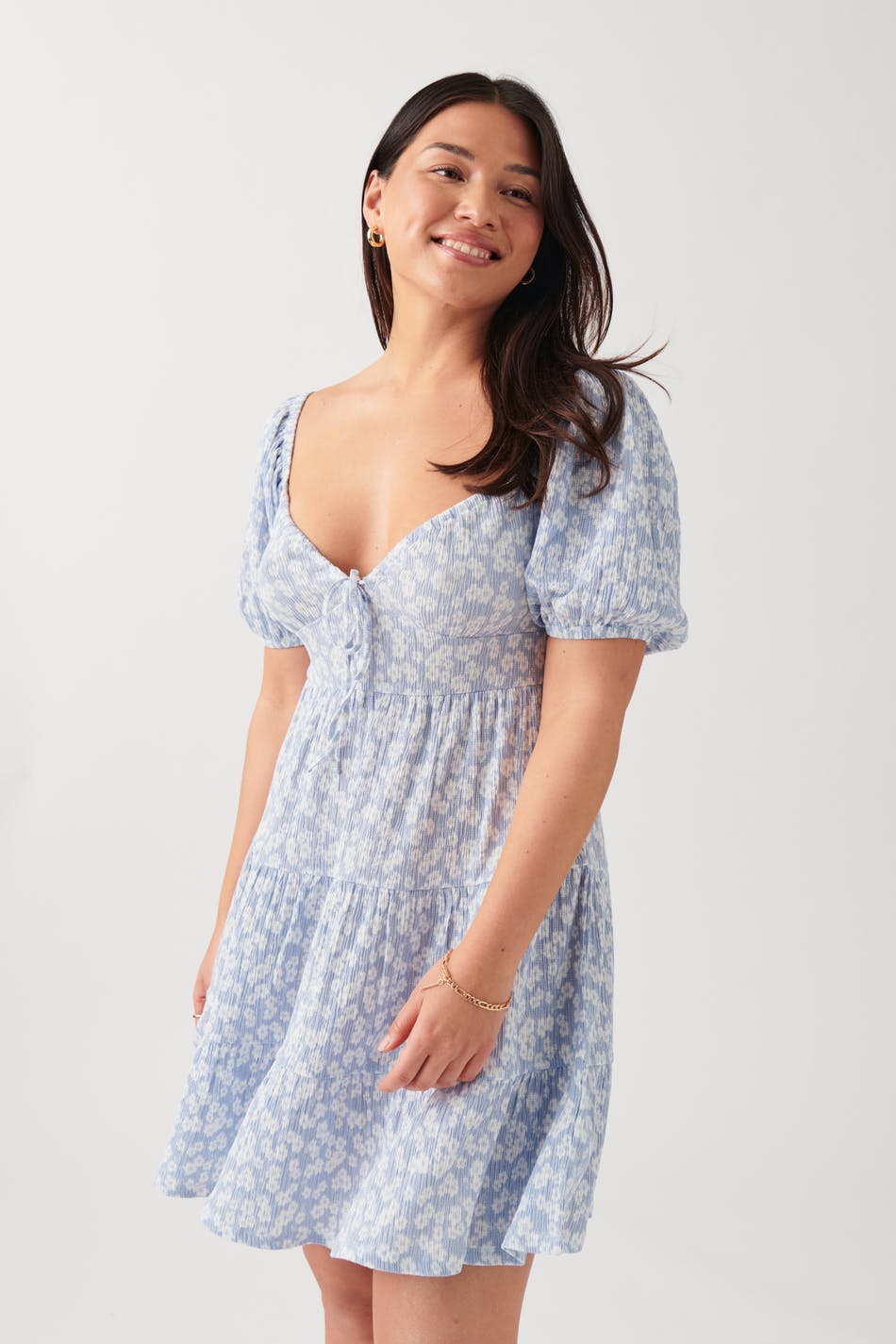 Puff sleeve mini dress - Blanc cassé