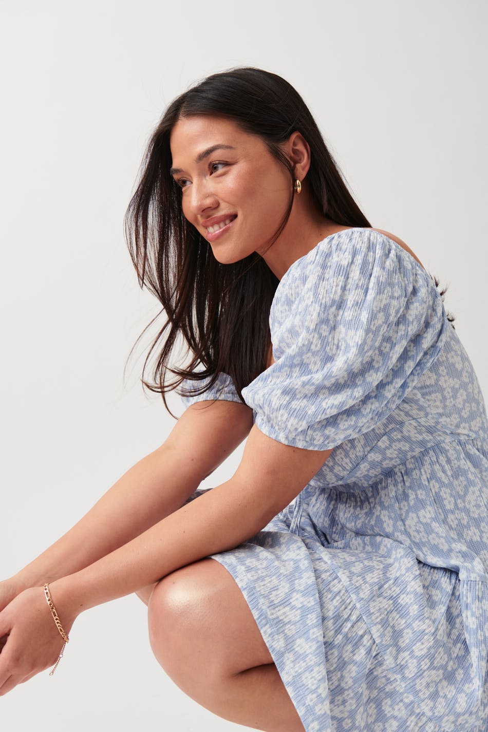 Puff sleeve mini dress - Blanc cassé
