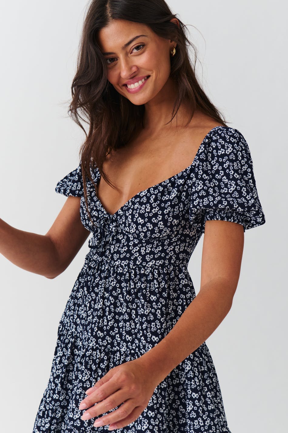 Puff sleeve mini dress - Lemon ditsy