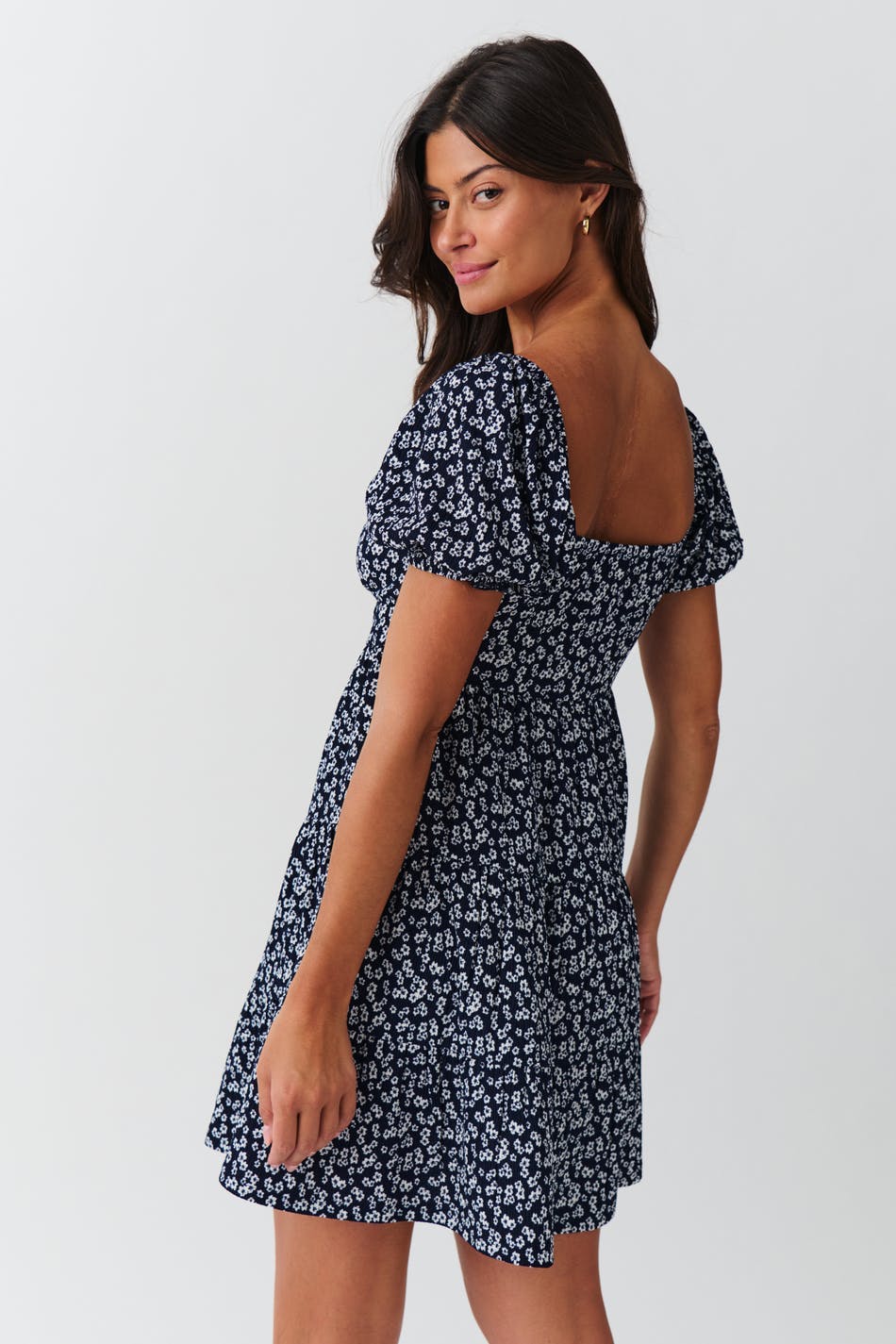 Puff sleeve mini dress - Lemon ditsy