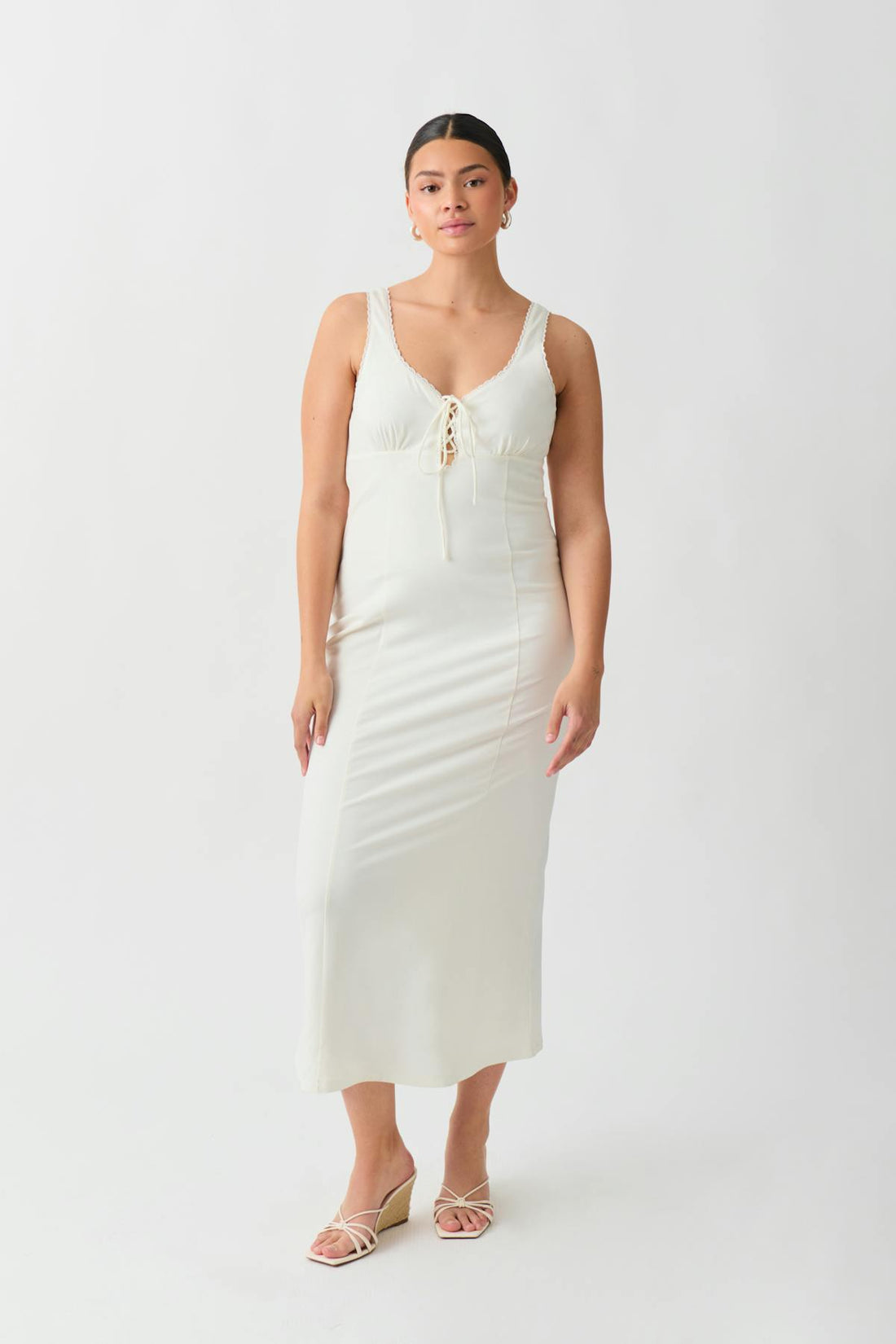 Lacing midi dress - Cloud dancer
