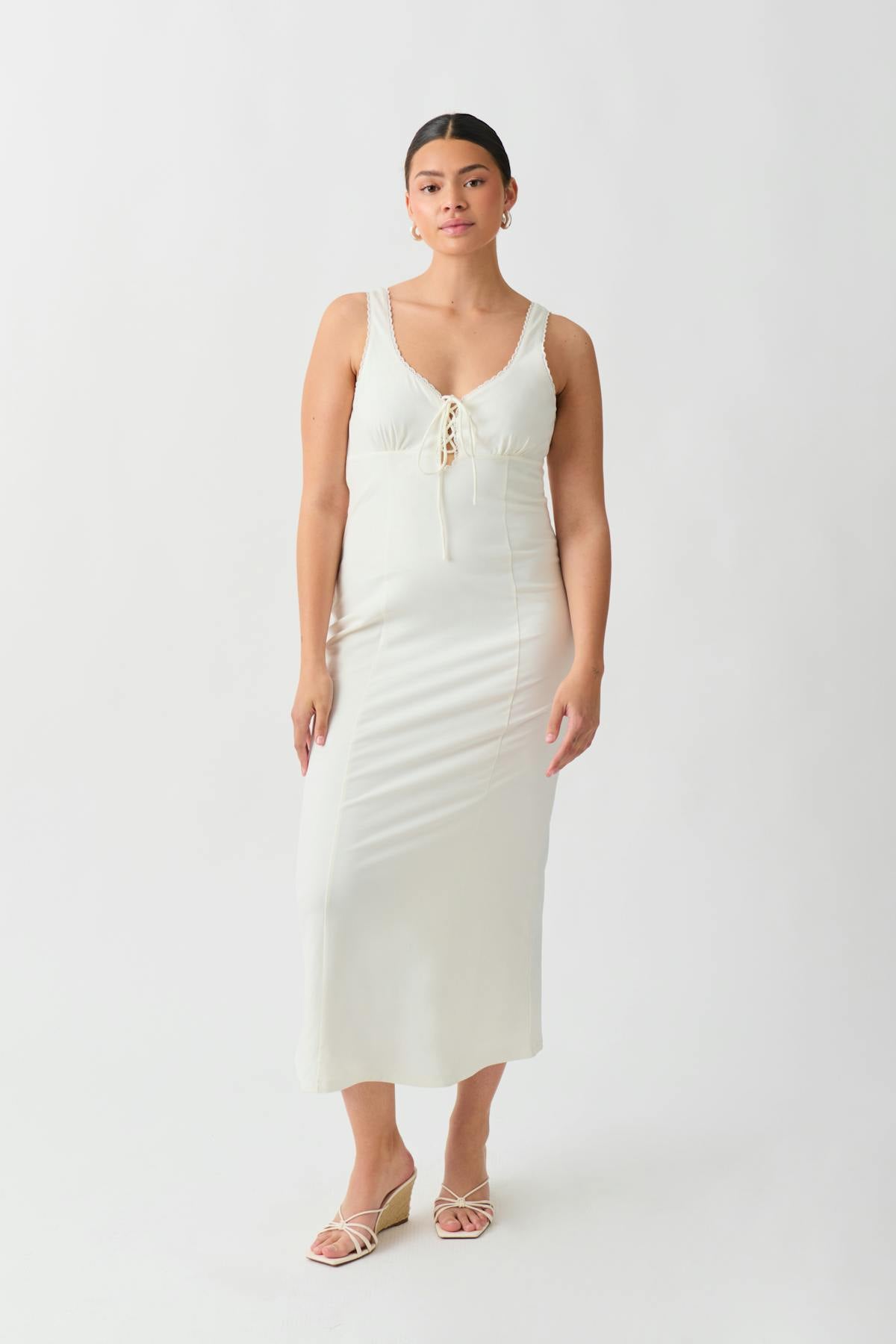 Lacing midi dress - Cloud dancer