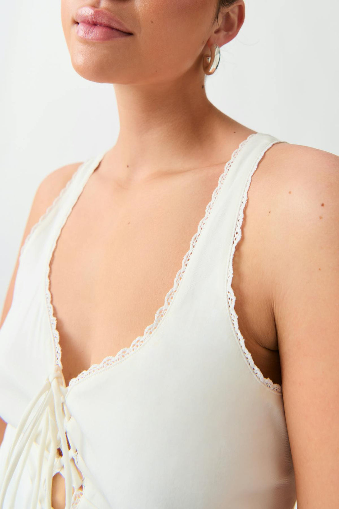 Lacing midi dress - Cloud dancer