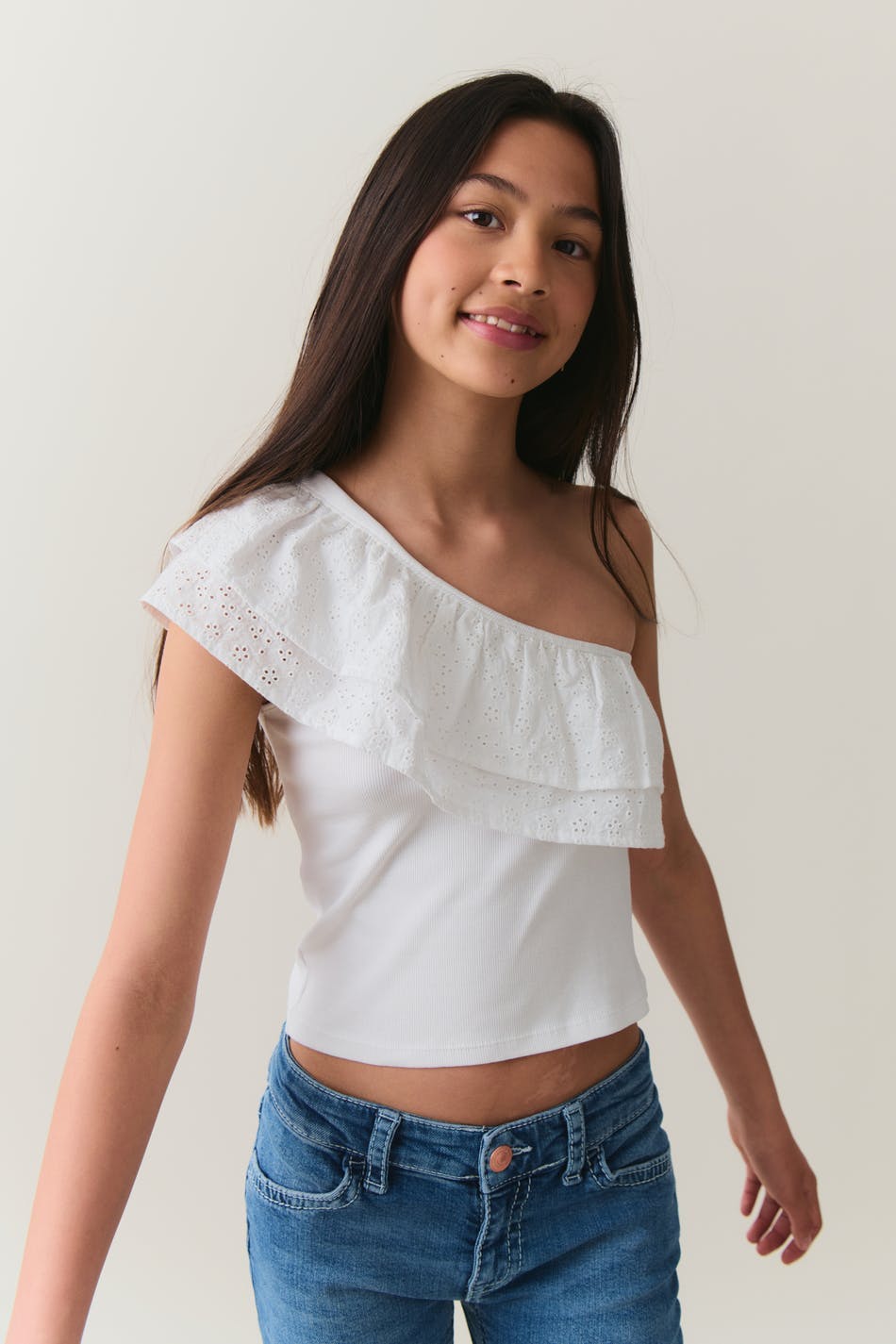 frill top - Blanc