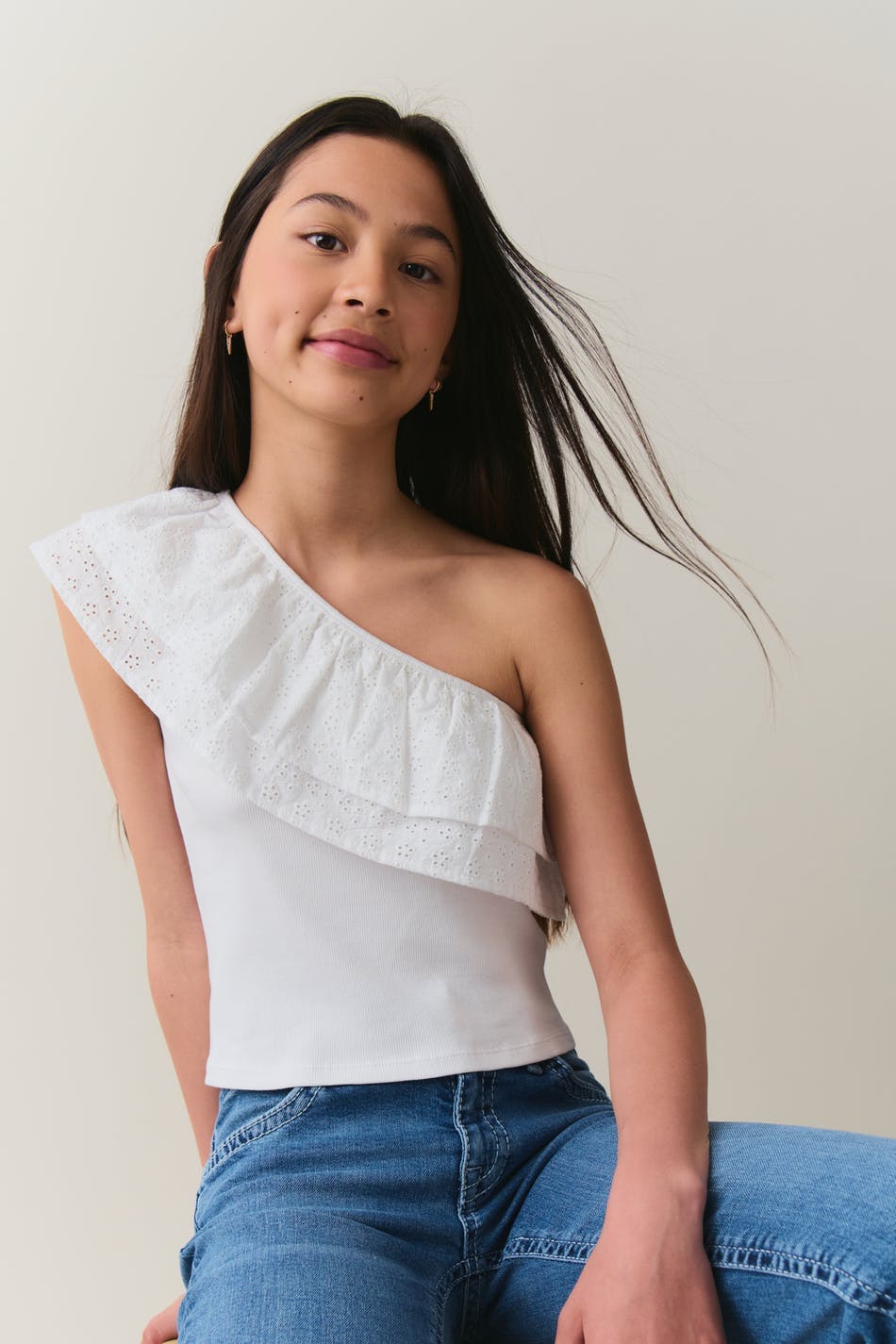 frill top - Blanc
