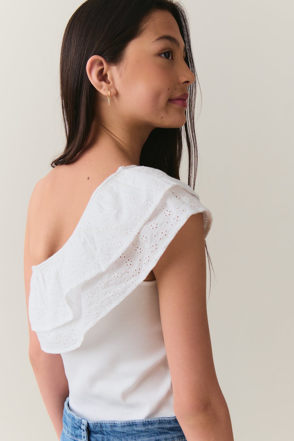 frill top - Blanc