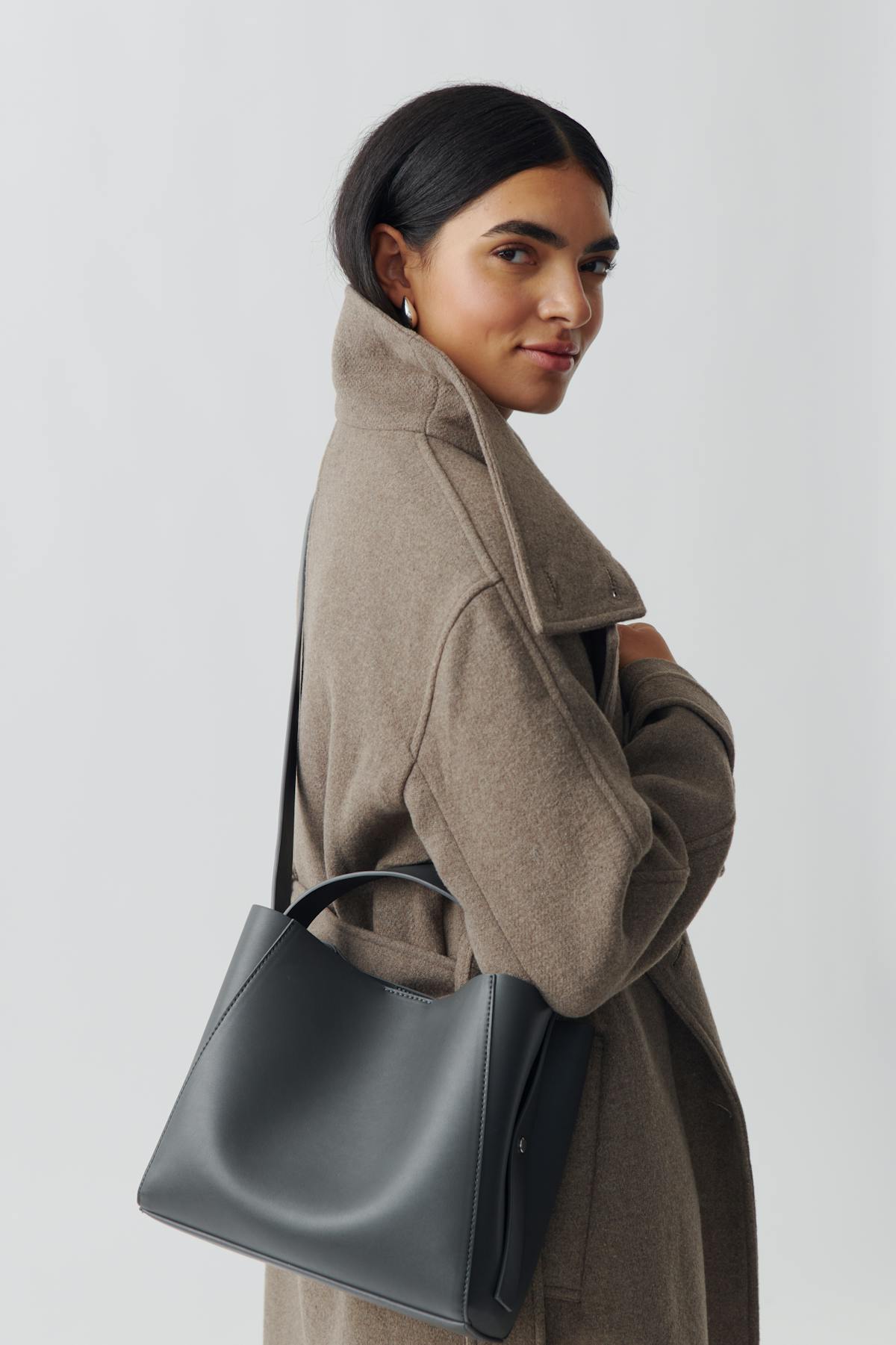 Pu midi bag - Shadow grey