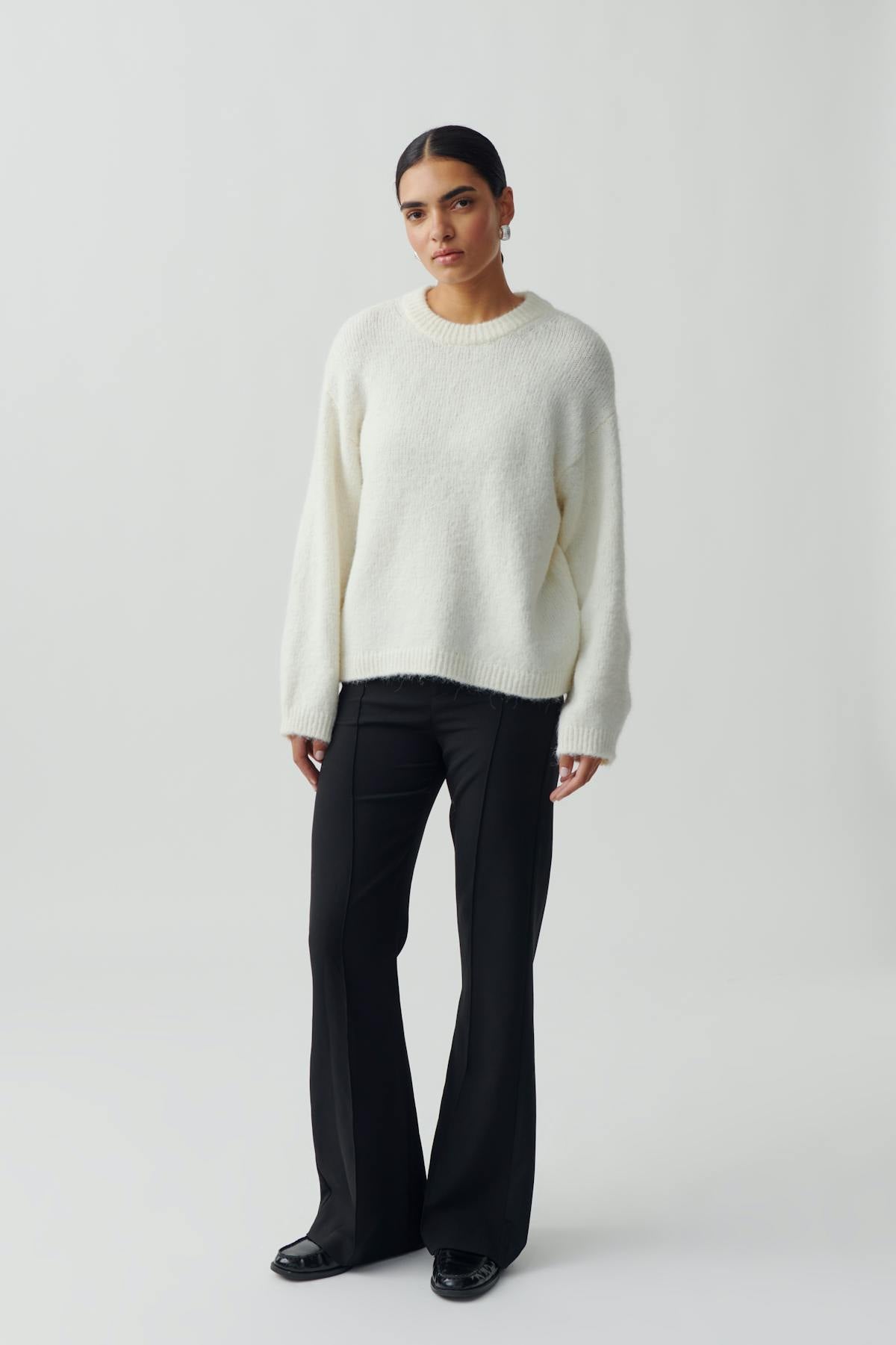 Boxy knitted sweater - Blanc