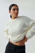 Boxy knitted sweater - Dk grey melange