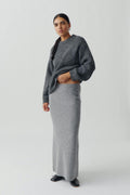 Boxy knitted sweater - Dk grey melange