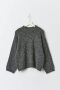 Boxy knitted sweater - Dk grey melange