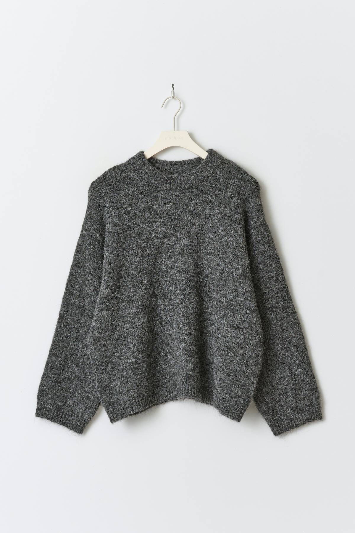 Boxy knitted sweater - Dk grey melange