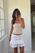 Y denim frill skirt - Blanc