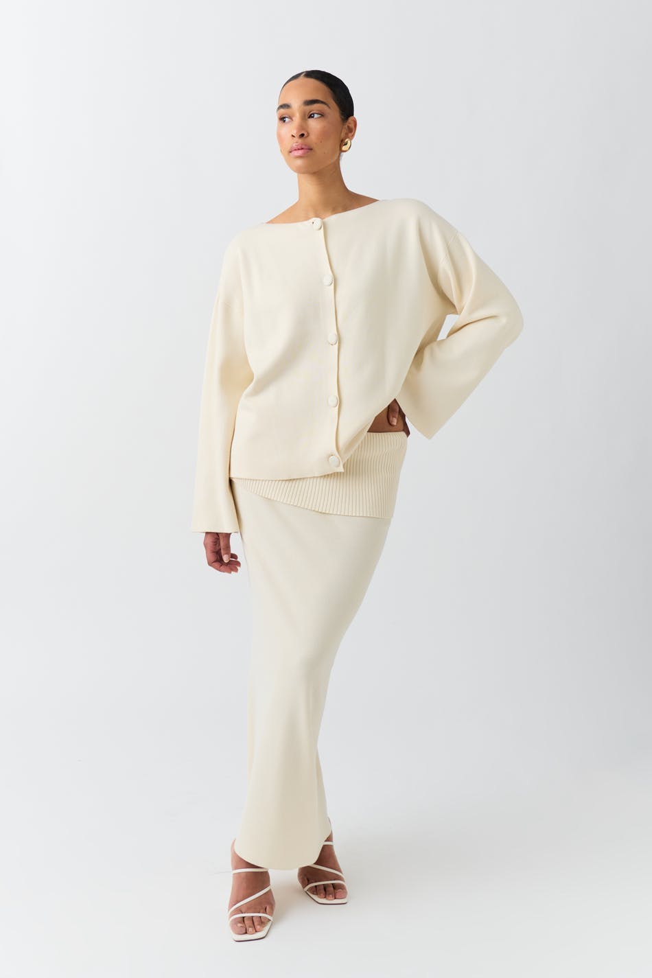 Knitted folded down skirt - Gardenia