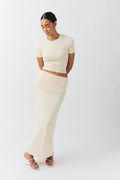 Knitted folded down skirt - Gardenia
