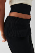 Knitted folded down skirt - Noir