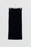 Knitted folded down skirt - Noir