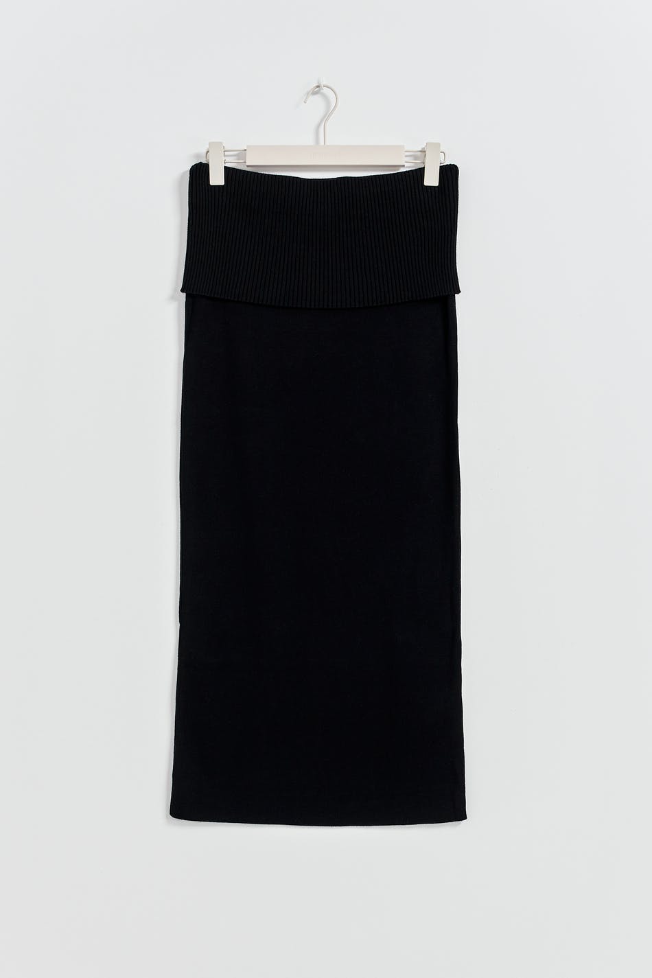 Knitted folded down skirt - Noir