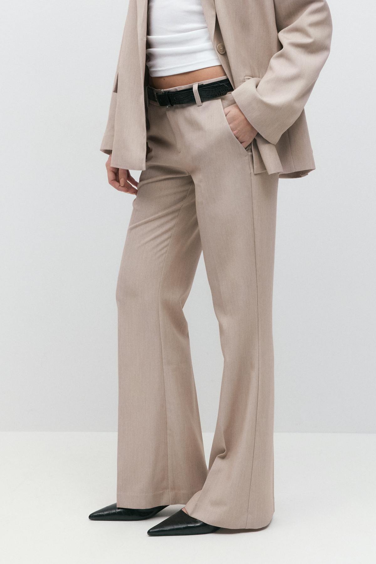 Relaxed bootcut trousers - Navy pinstripe