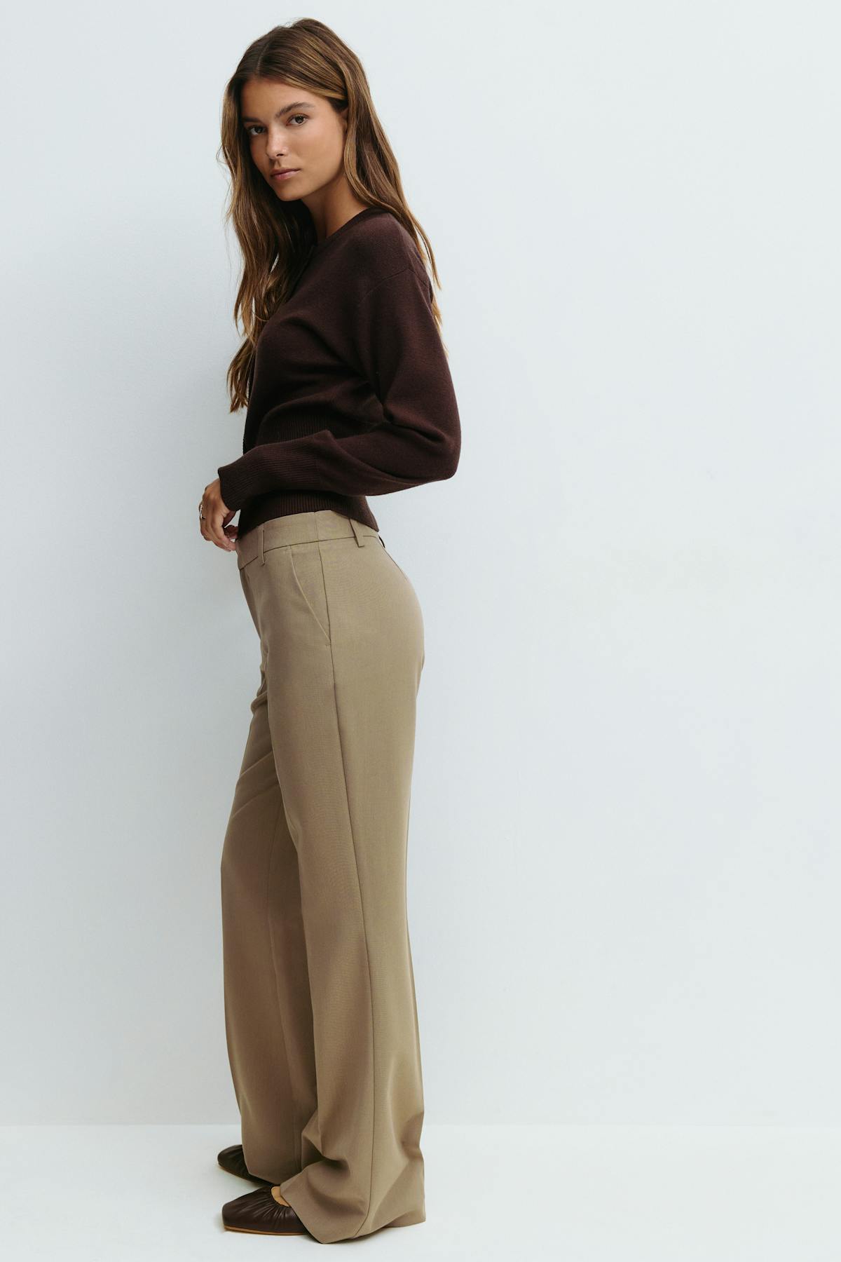 Relaxed bootcut trousers - Navy pinstripe