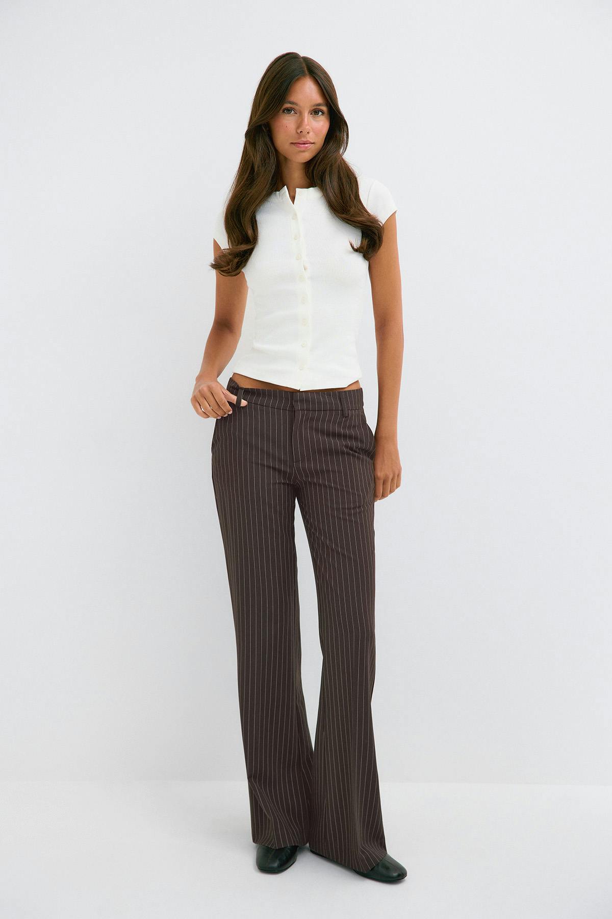 Relaxed bootcut trousers - Marron