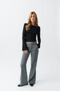 Relaxed bootcut trousers - Grey melange