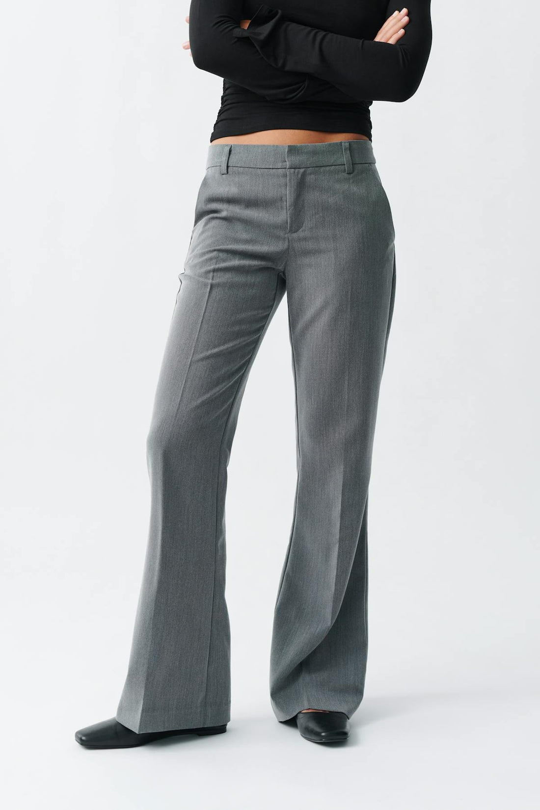 Relaxed bootcut trousers - Grey melange