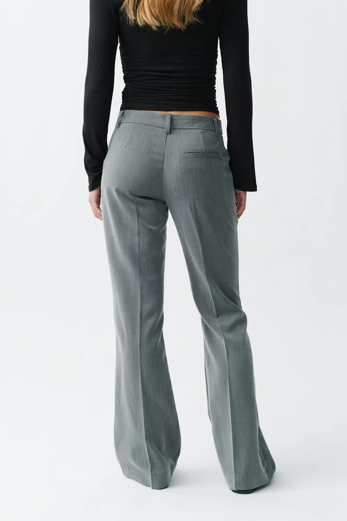 Relaxed bootcut trousers - Grey melange