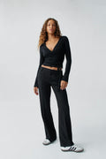 Relaxed bootcut trousers - Grey melange