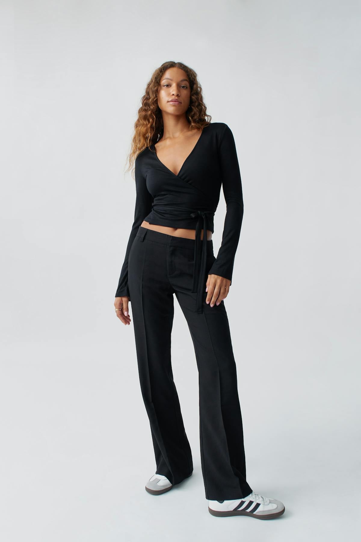 Relaxed bootcut trousers - Grey melange