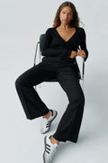 Relaxed bootcut trousers - Grey melange
