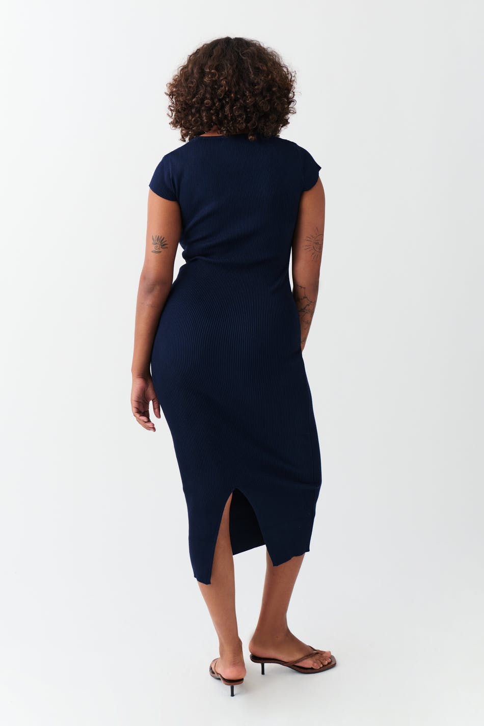 Knitted midi dress - Navy blazer