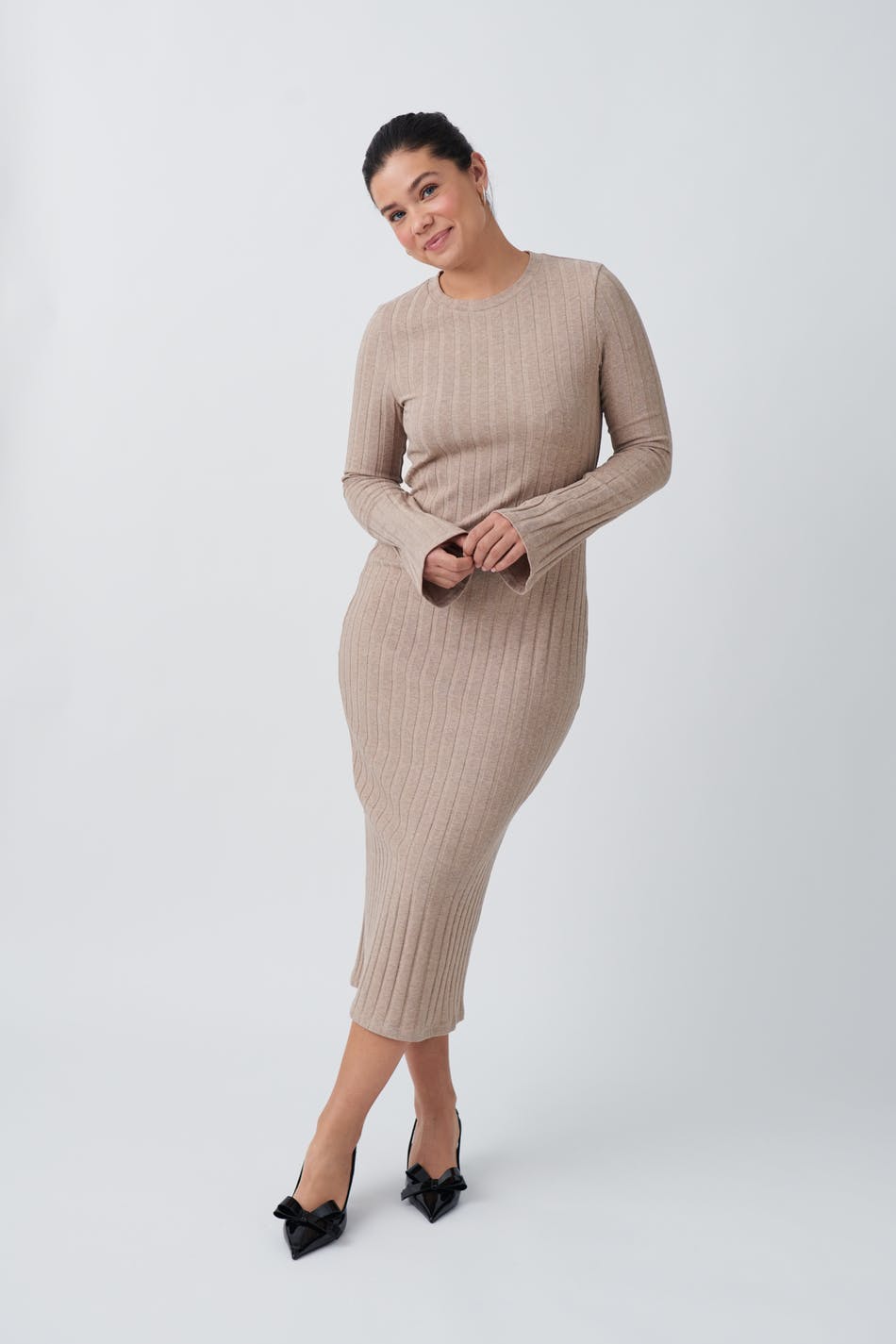 rib dress - Noir