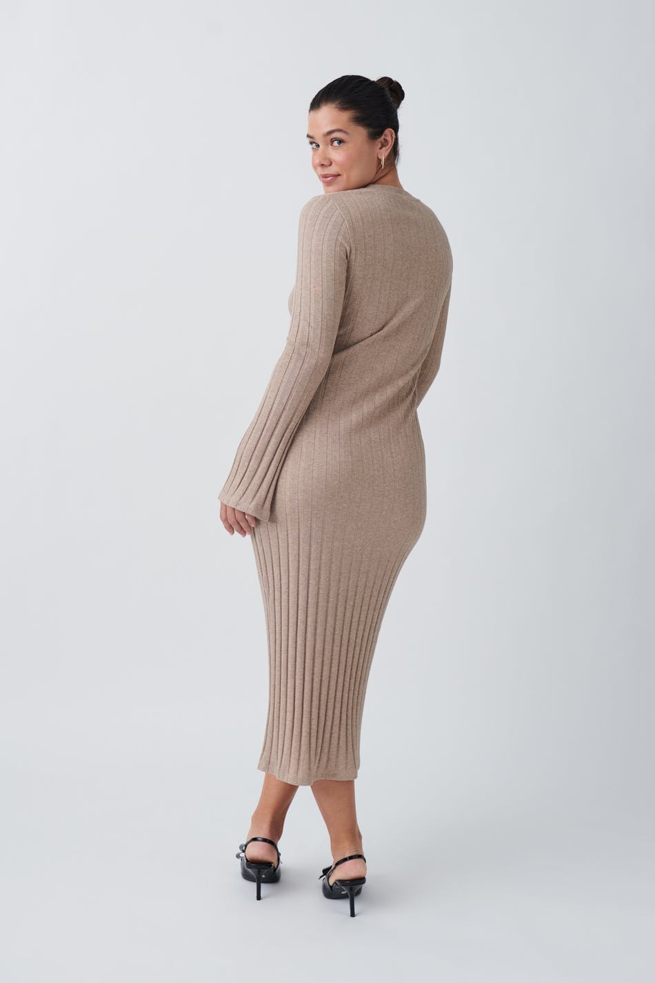 rib dress - Beige melange