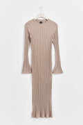 rib dress - Beige melange