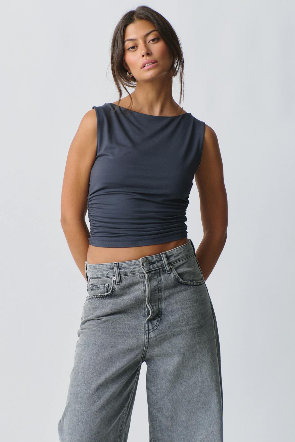 Soft touch boatneck top - Noir