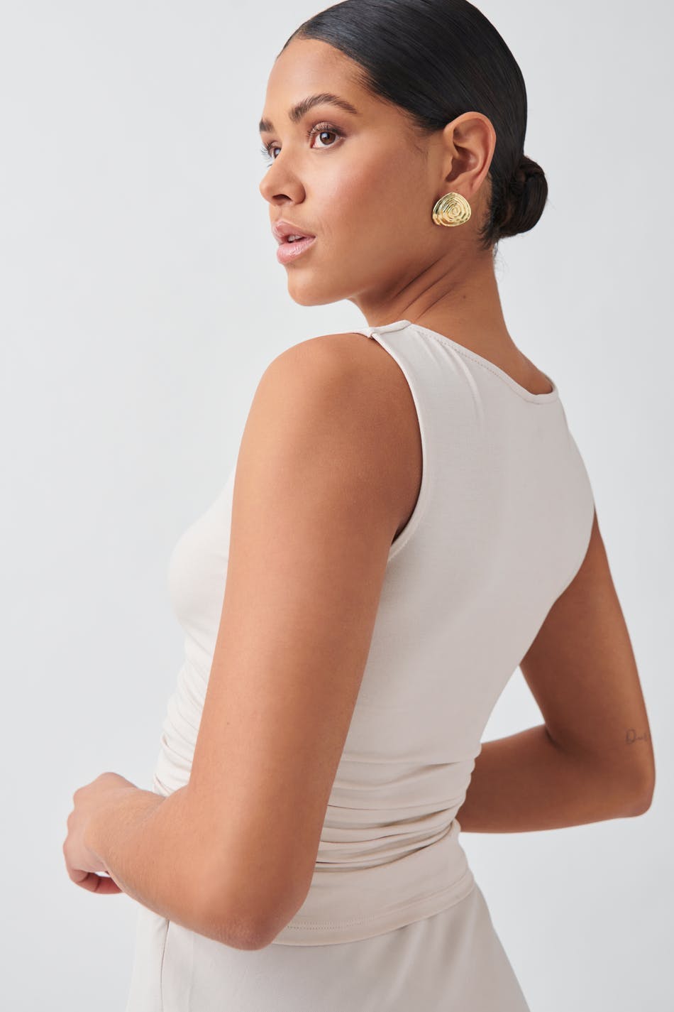 Soft touch boatneck top - Pumice stone