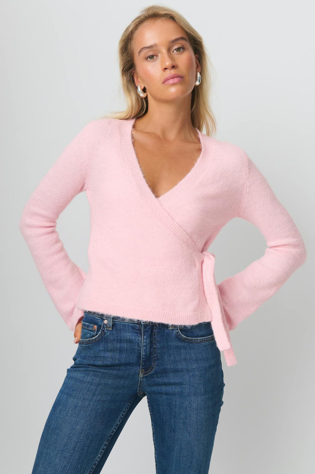 knitted wrap cardigan - Pale lilac