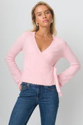 knitted wrap cardigan - Pale lilac