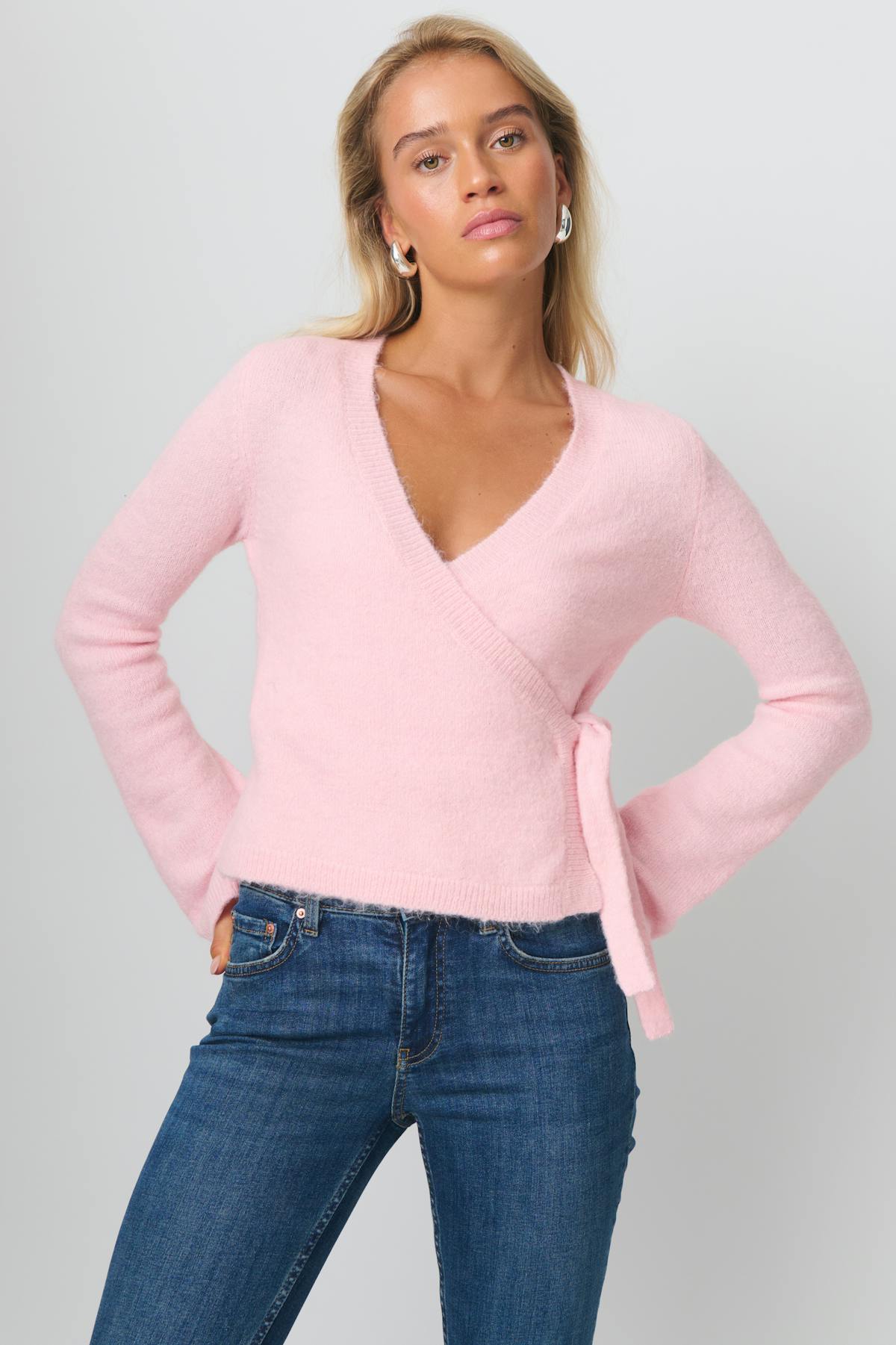 knitted wrap cardigan - Pale lilac